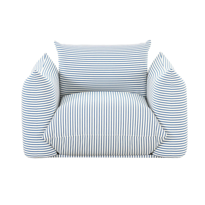 Saint Tropez Pearl and Blue Striped Stuffed Outdoor Armchair - UK