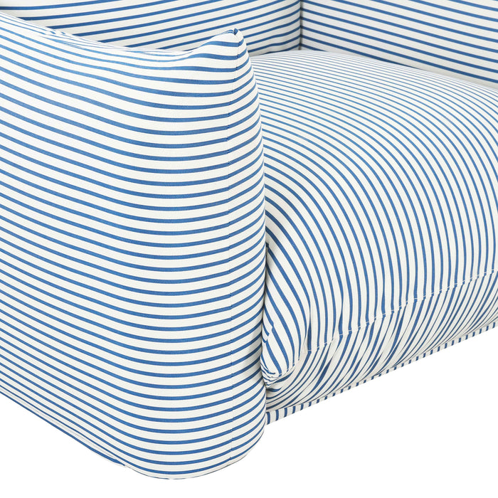 Saint Tropez Pearl and Blue Striped Stuffed Outdoor Armchair - UK