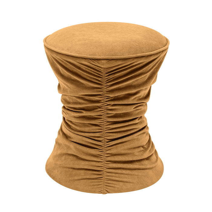 Bounce Dark Terracotta Ruched Velvet Adjustable Ottoman