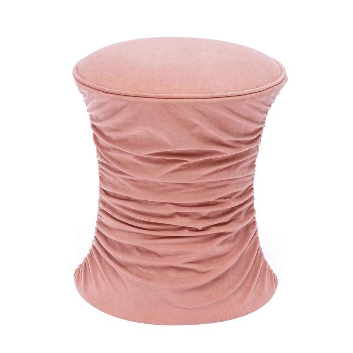 Bounce Rose Pink Ruched Velvet Adjustable Ottoman