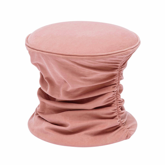 Bounce Rose Pink Ruched Velvet Adjustable Ottoman