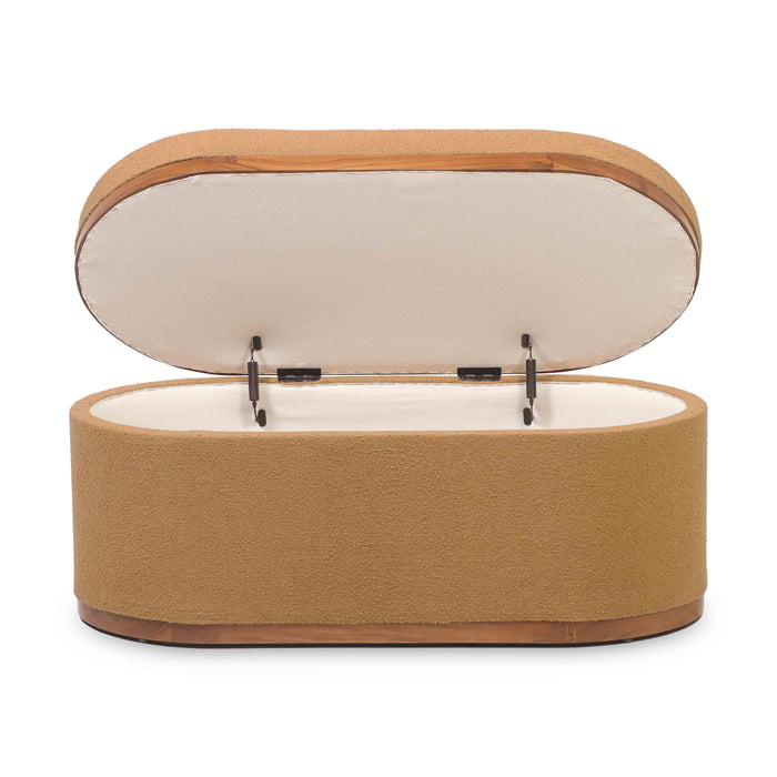 Olivier Peach Boucle Oval Storage Ottoman