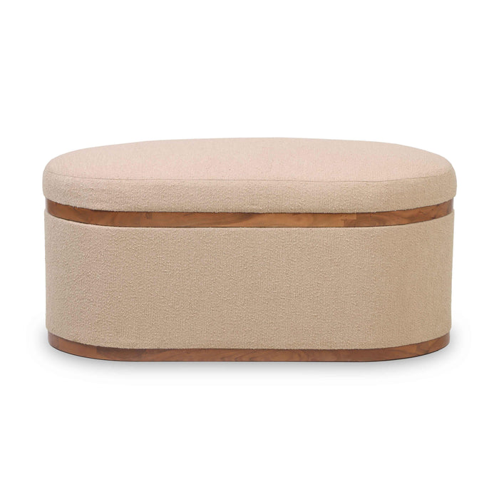 Olivier Ivory Boucle Oval Storage Ottoman