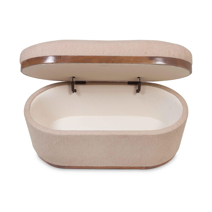 Olivier Ivory Boucle Oval Storage Ottoman