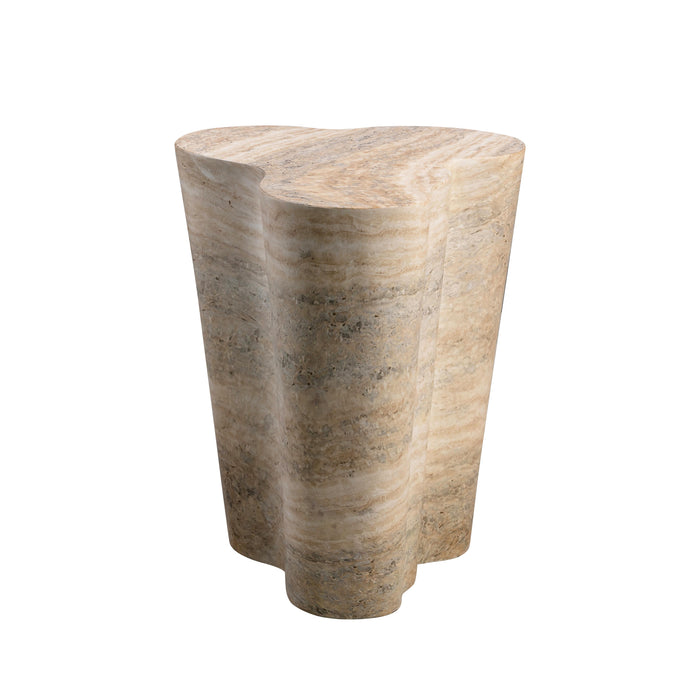 Slab Faux Travertine Tall Side Table - UK