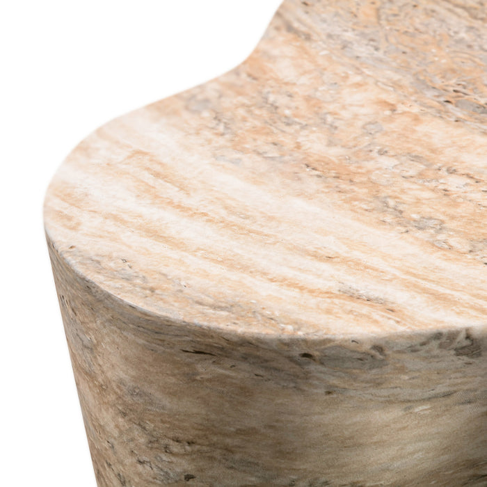 Slab Faux Travertine Tall Side Table - UK