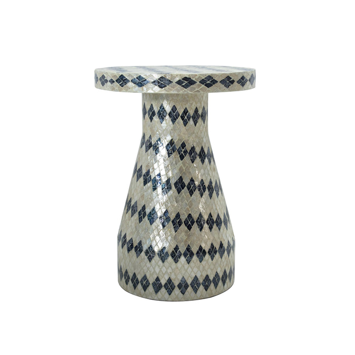 Halio Cream & Blue Checkered Shell Side Table