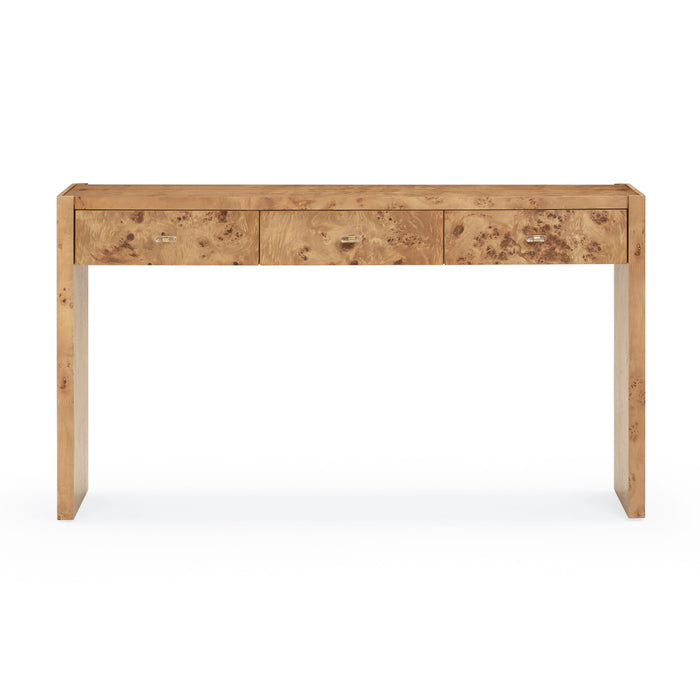 Brandyss Honey Burl Console Table