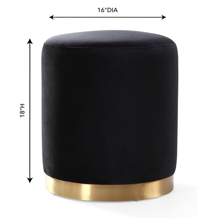 Opal Black Velvet Ottoman -Gold Base - UK