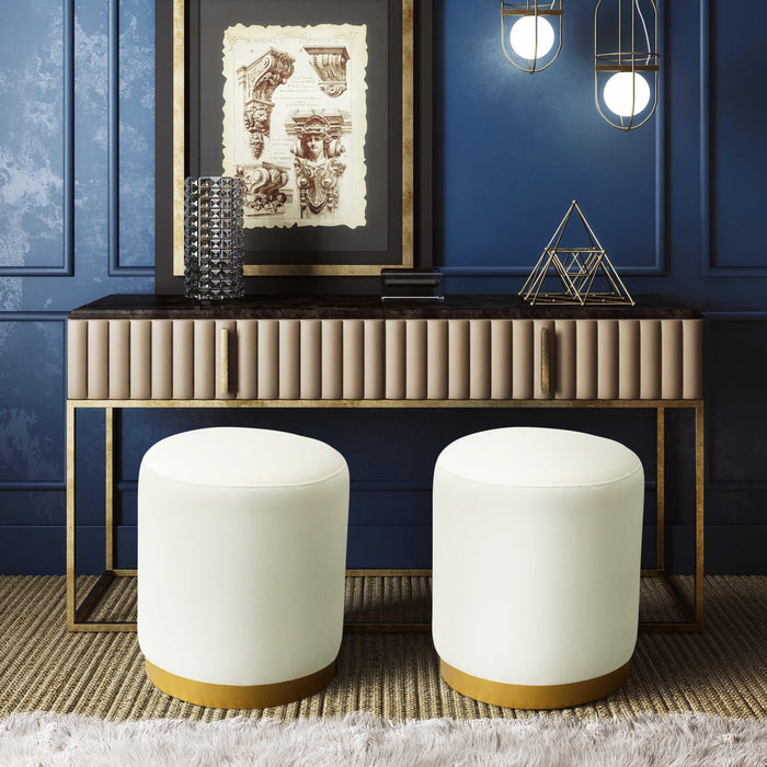 Opal Cream Velvet Ottoman with Gold Base - UK