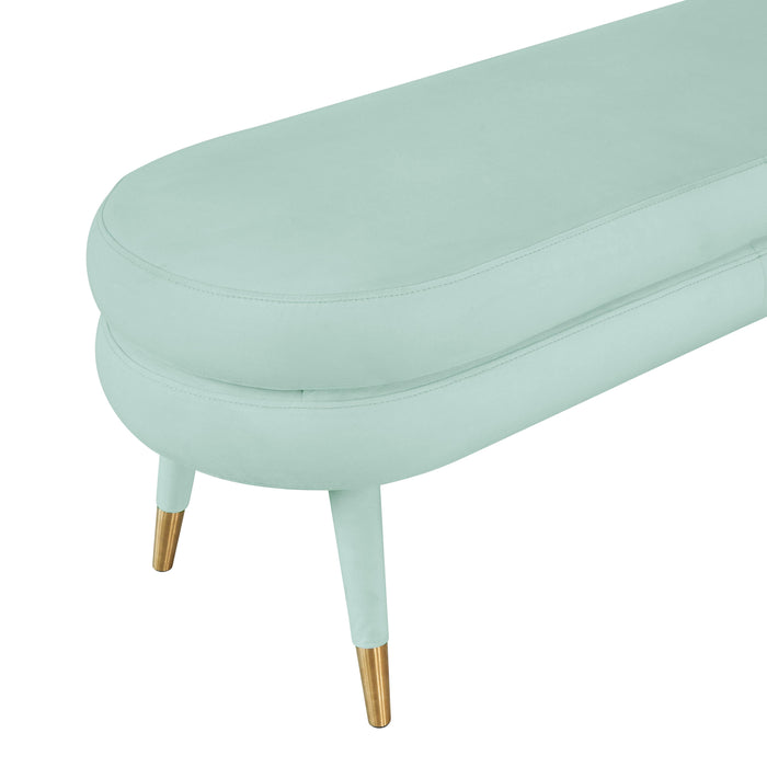 Betty Sea Foam Green Velvet Bench