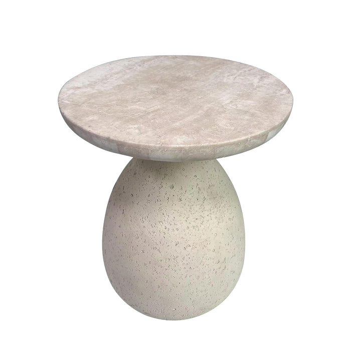 Gina Cream Travertine Side Table - UK