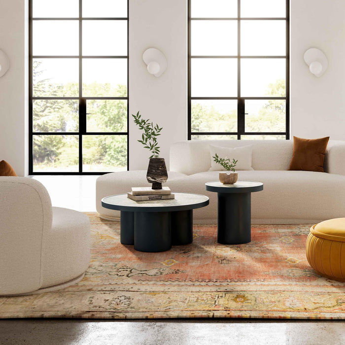 Nautilus Antique Silver Mirrored Coffee Table - UK