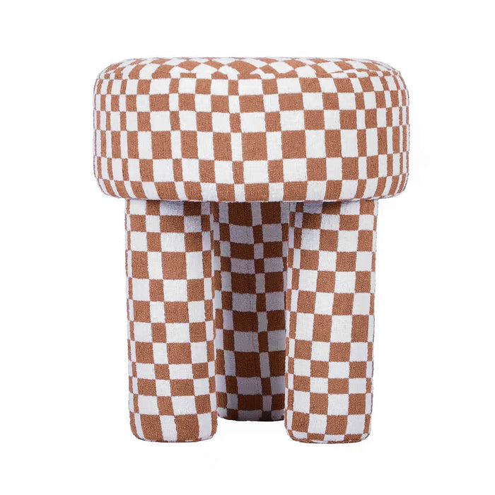 Claire Brown Checkered Boucle Stool - UK