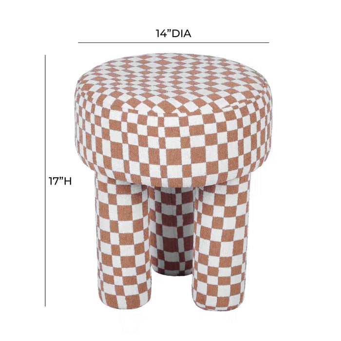 Claire Brown Checkered Boucle Stool - UK