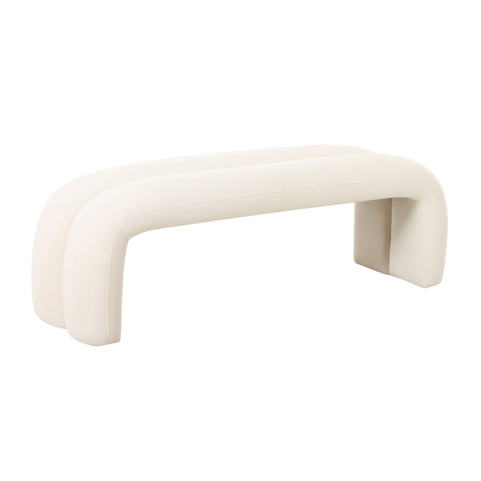 Leigh Cream Velvet Channeled Bench - UK
