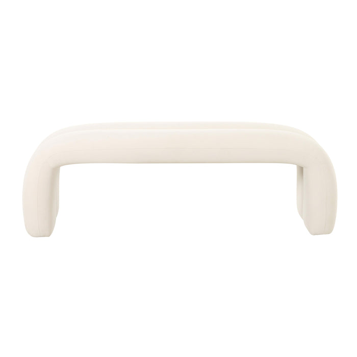 Leigh Cream Velvet Channeled Bench - UK