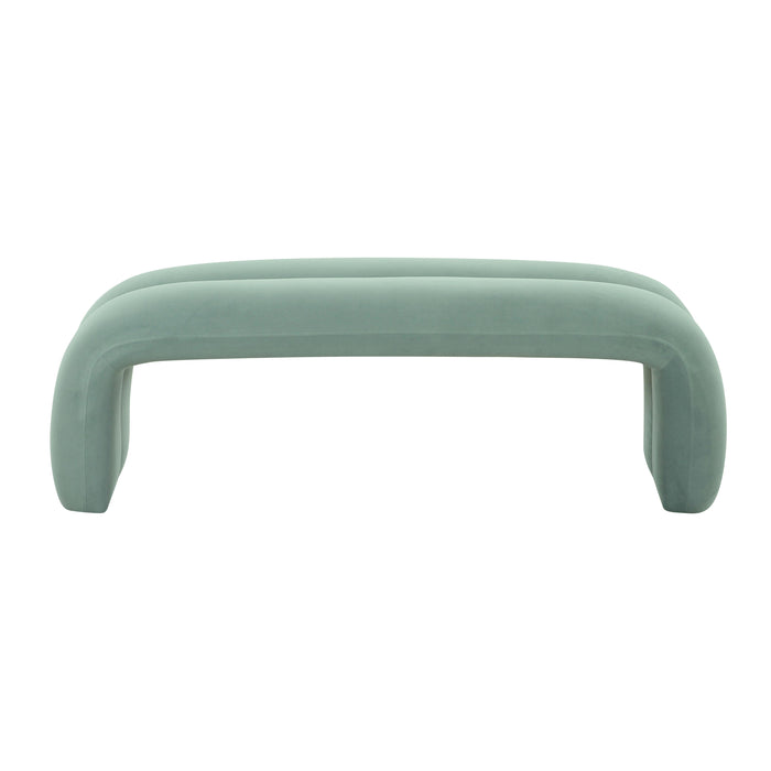 Leigh Green Velvet Channeled Bench - UK