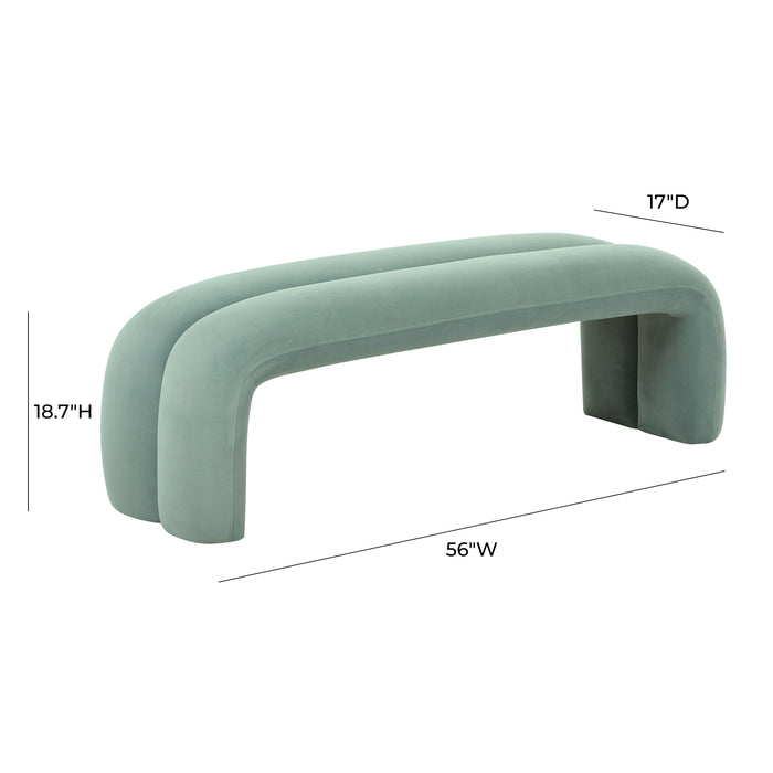 Leigh Green Velvet Channeled Bench - UK