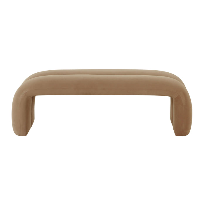 Leigh Taupe Velvet Channeled Bench - UK