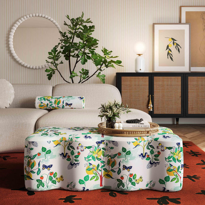 Archie Upholstered Bench in Florida Grove Print - UK