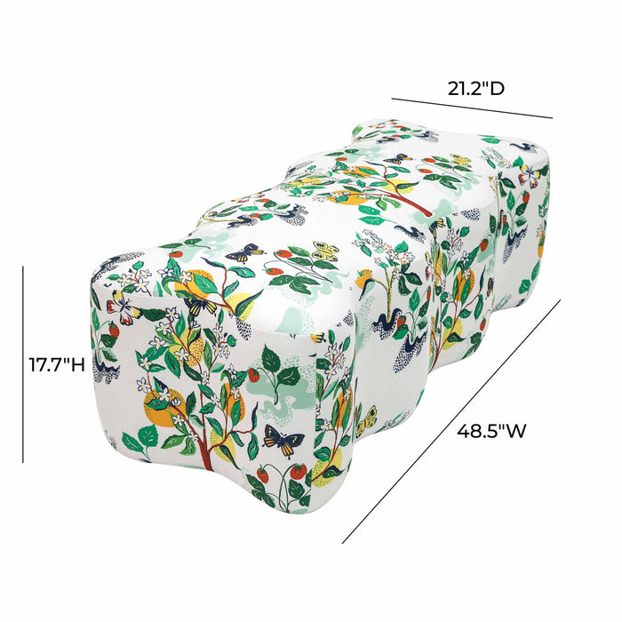 Archie Upholstered Bench in Florida Grove Print - UK