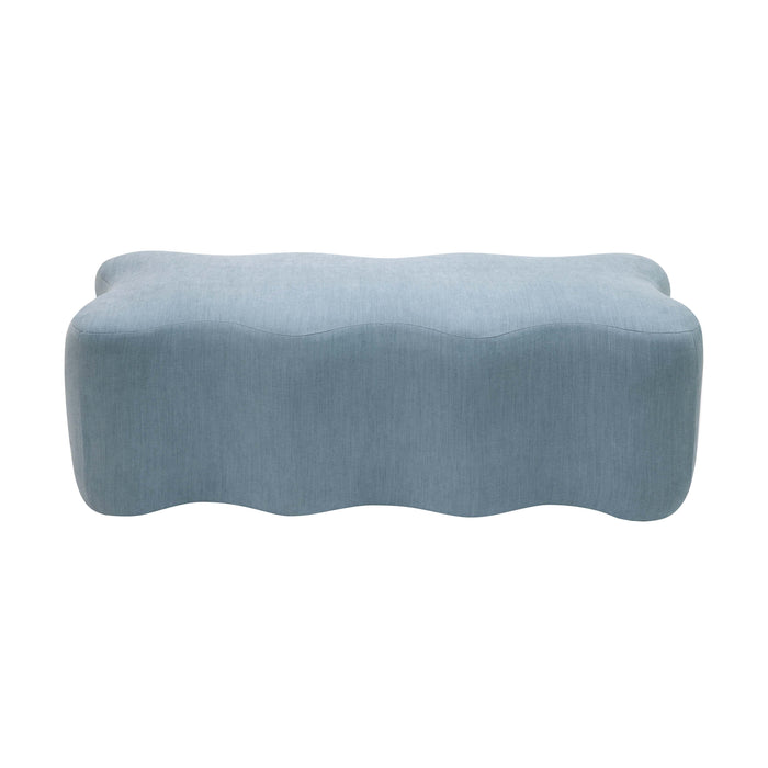 Archie Upholstered Bench in Faded Blue Linen - UK
