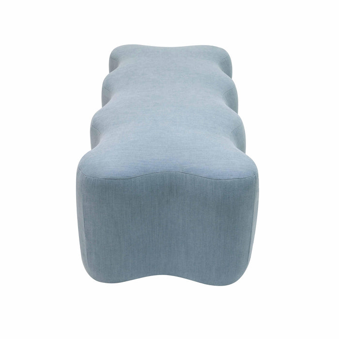 Archie Upholstered Bench in Faded Blue Linen - UK