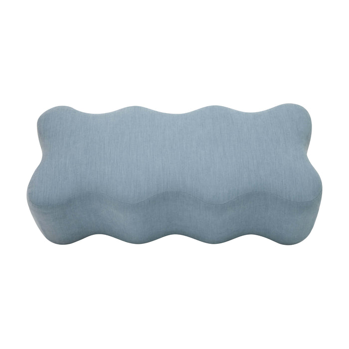 Archie Upholstered Bench in Faded Blue Linen - UK