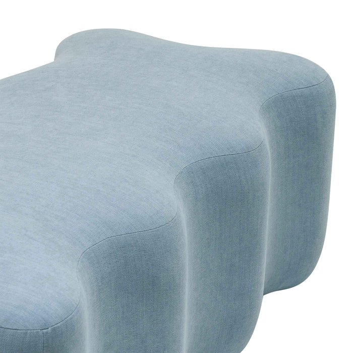 Archie Upholstered Bench in Faded Blue Linen - UK