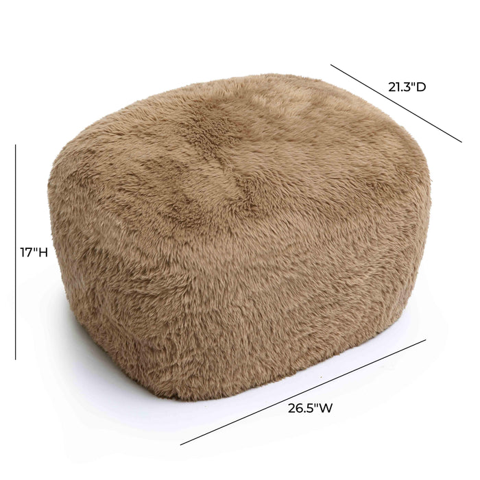 Britt Dark Taupe Vegan Shearling Ottoman