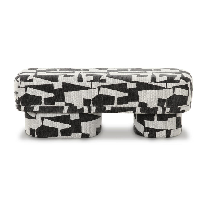 Lena Black and White Jacquard Bench