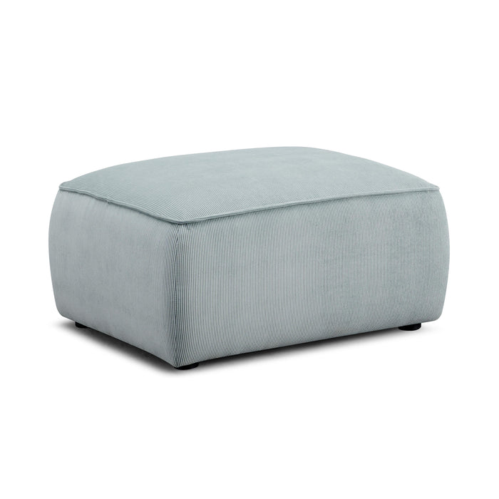 Travie Sea Blue Performance Corduroy Velvet Ottoman