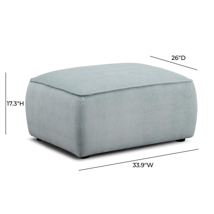 Travie Sea Blue Performance Corduroy Velvet Ottoman