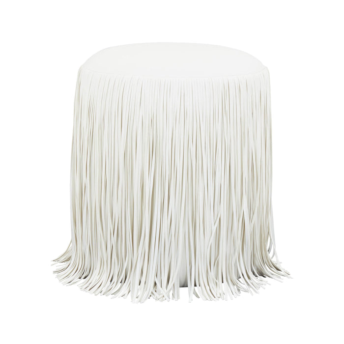 Shag Me Ivory Performance Vegan Leather Ottoman
