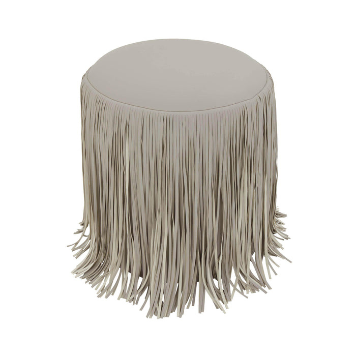 Shag Me Grey Performance Vegan Leather Ottoman