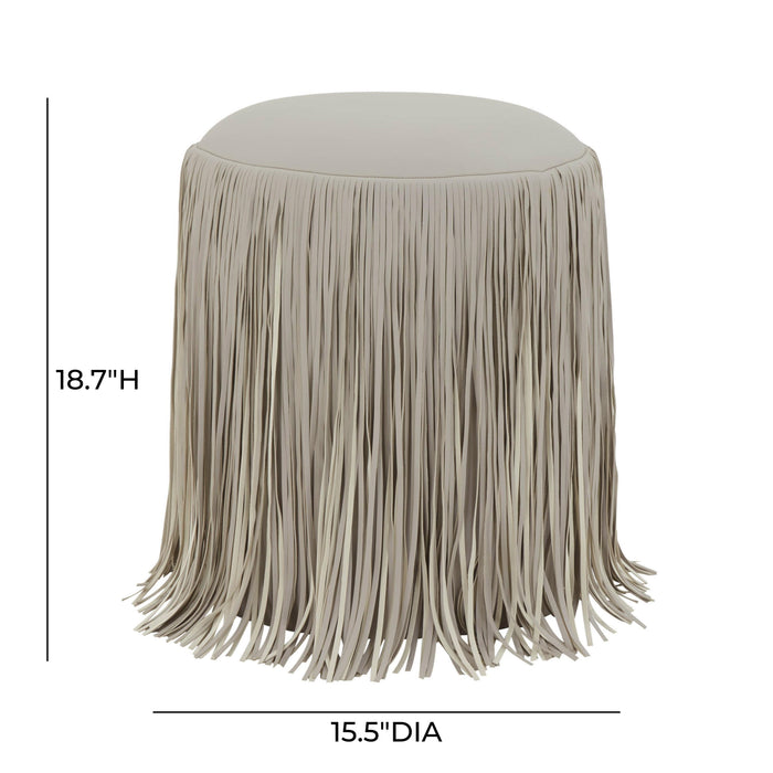 Shag Me Grey Performance Vegan Leather Ottoman