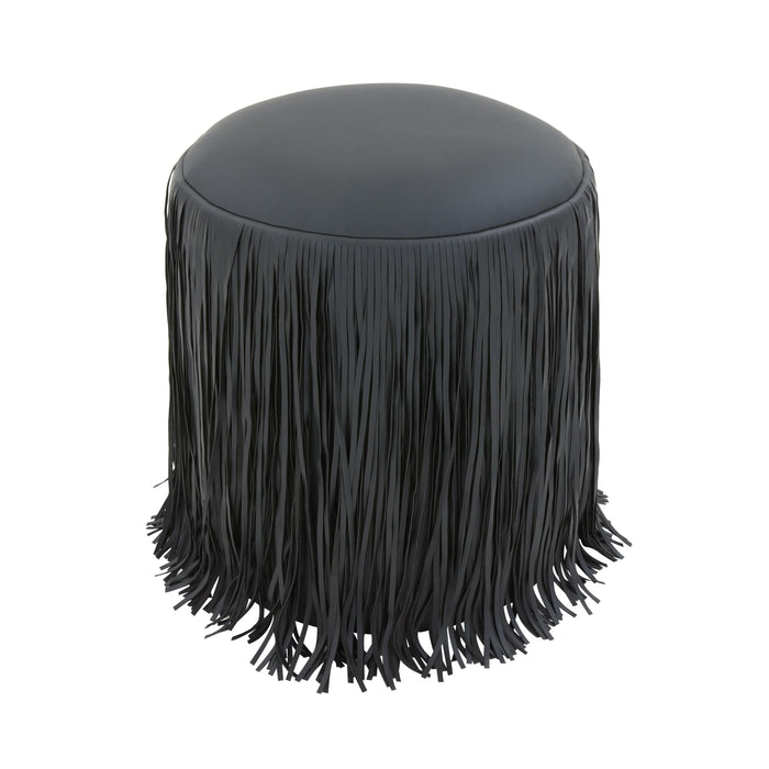 Shag Me Black Performance Vegan Leather Ottoman