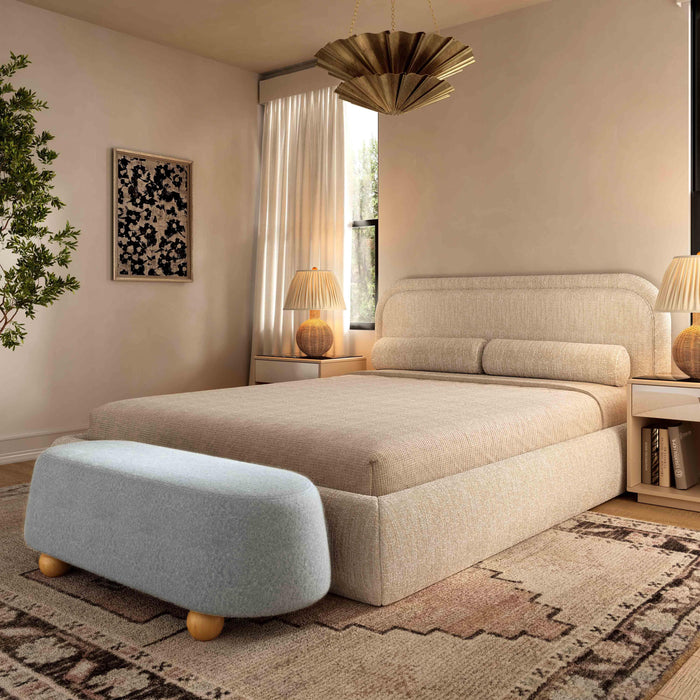 Jaine Stone Grey Loose Mohair Large Ottoman