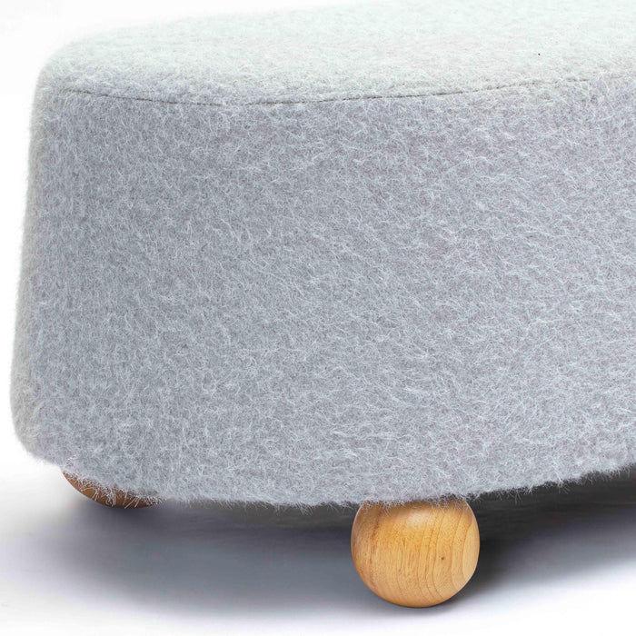 Jaine Stone Grey Loose Mohair Large Ottoman