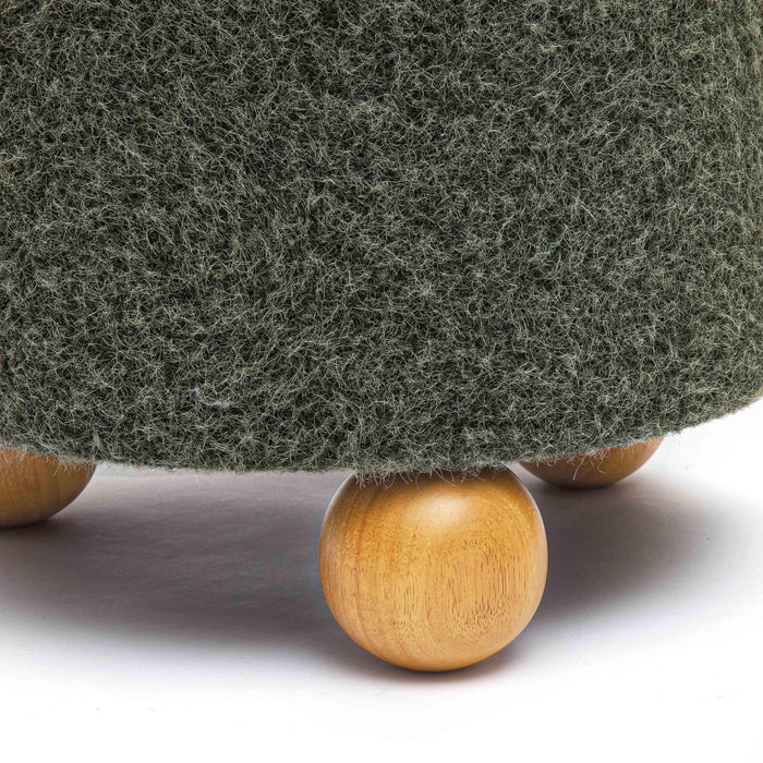 Jaine Forest Green Loose Mohair Ottoman