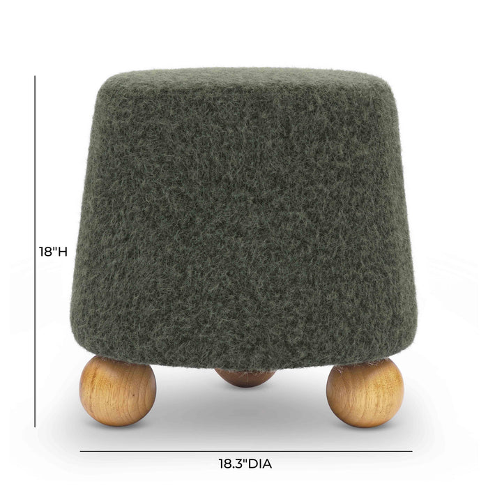 Jaine Forest Green Loose Mohair Ottoman