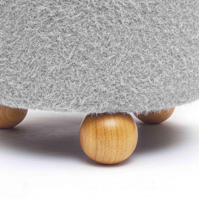 Jaine Stone Grey Loose Mohair Ottoman
