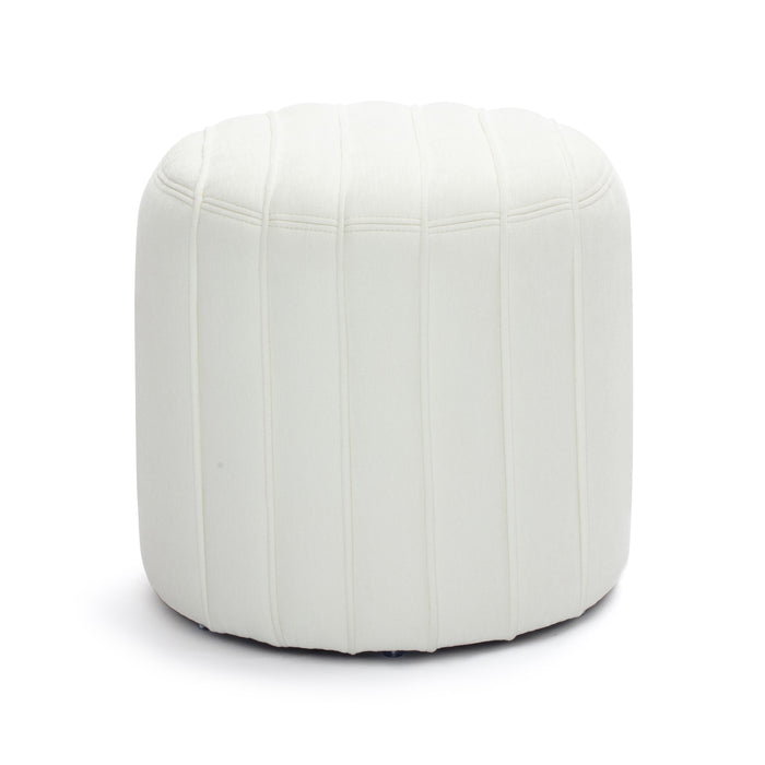 Pouch Cream Chenille Ottoman