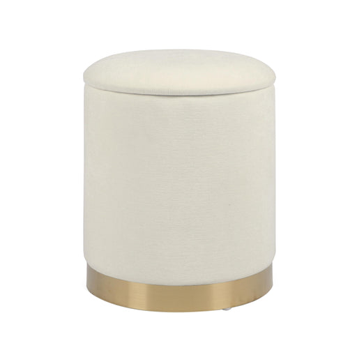 Zoe Cream Chenille Storage Ottoman - MR ZEE FURNITURE