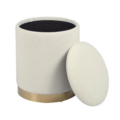 Zoe Cream Chenille Storage Ottoman - MR ZEE FURNITURE