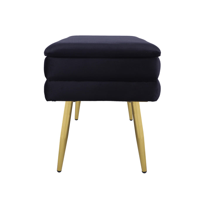 Ziva Black Velvet Storage Bench