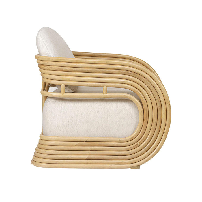 Lauretta Cream Fabric and Natural Rattan Accent Chair