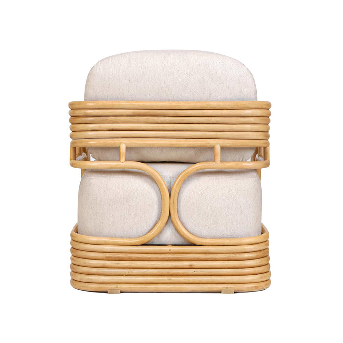 Lauretta Cream Fabric and Natural Rattan Accent Chair