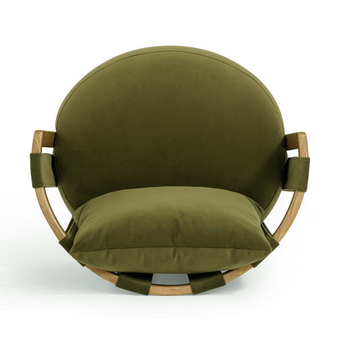 Paolo Green Upcycled Distressed Velvet Swivel Chair